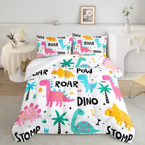 Miniatura 26 de Axolotl - Juego de ropa de cama para niños con diseño de gatos de dibujos animados tamaño individual, juego de edredón con líneas degradadas y lindo