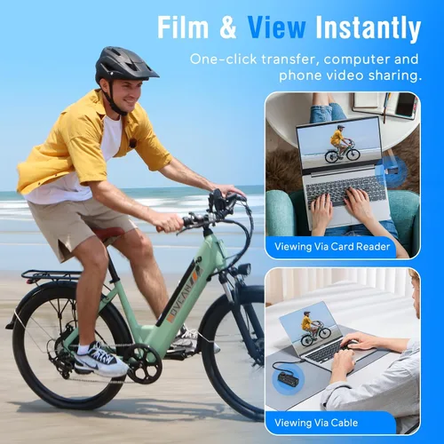 Miniatura 5 de Movcan Cámara corporal S70 con grabación de audio y video, cámara corporal HD 1520P con lente giratoria de 180°, cámara de grabación manos libres