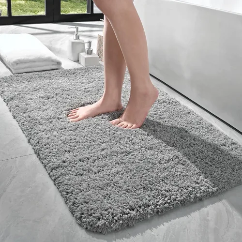 LOCHAS Alfombra de baño de 36 x 24 pulgadas, de microfibra suave, gruesa y absorbente, lavable a máquina, alfombra de baño antideslizante de felpa