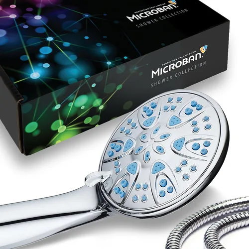 Miniatura 3 de AquaDance 5514 Antimicrobiano – Regadera de mano antiatasco de alta presión con 6 ajustes, protección Microban contra el crecimiento, para una