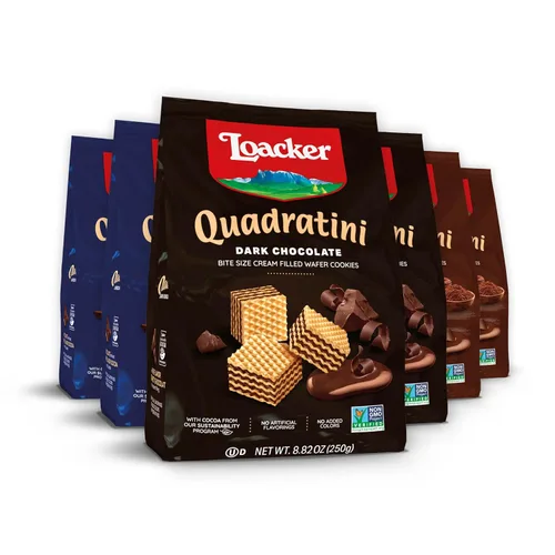 Miniatura 40 de Loacker Quadratini - Paquete grande de galletas de oblea variadas con sabor a frutas - Mezcla de limón, vainilla y yogur de frambuesa - Galletas