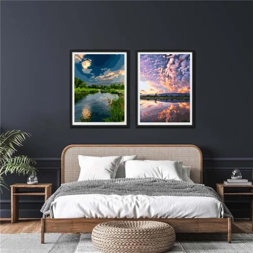 Miniatura 5 de Kit de pintura por números para adultos principiantes, paquete de 2 pinturas por números para adultos, lienzo enrollado para pintar, decoración