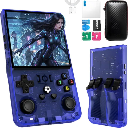 Miniatura 12 de Consola de juegos de mano R36MAX, consola de juegos retro con más de 40,000 juegos, tarjeta TF mini de 256GB, consola de video retro, 4,000 mAh