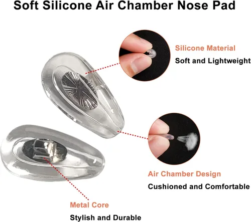 Miniatura 2 de Mr.ZzjOOj Kit de repuesto de almohadillas para la nariz para gafas, 6 pares de almohadillas de nariz de cámara de aire de silicona suave con rosca