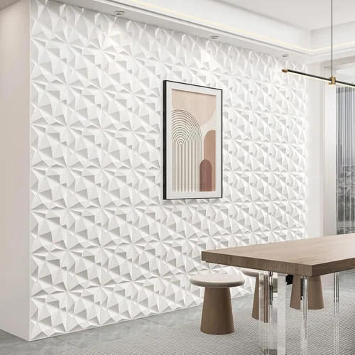 Miniatura 6 de Art3dwallpanels Paquete de 20 paneles de pared 3D para decoración de pared interior, 12 x 12 pulgadas, paneles de diamante blanco para sala