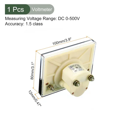 Miniatura 2 de YOKIVE Voltímetro de panel analógico, herramienta de medidor de voltios 44C2 DC-500V, ideal para equipos de medición de pruebas de circuitos