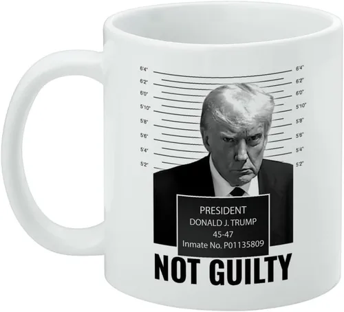 Miniatura 3 de Trump Mugshot Not Guilty - Taza de café de cerámica, tazas de regalo novedosas para café, té y bebidas calientes, 11 onzas, color blanco