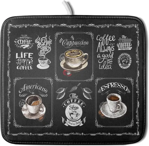 Miniatura 33 de Giwawa Tapete de Secado de Platos Retro Silueta de Cabaña del Bosque de Ciervos para Encimera 18 x 24 pulgadas Otoño Cielo Azul Nube Dibujos
