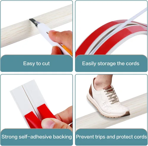 Miniatura 3 de Cubierta de Cable para Piso Autoadhesiva Ocultador de Cables Cubiertas de Cable de Extensión para Piso Protector de Cable de Alimentación para Piso