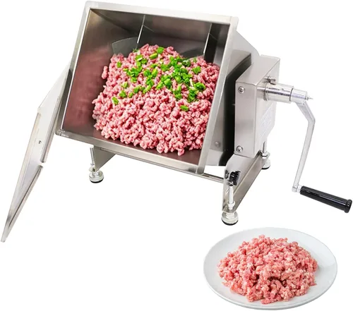 Hakka - Mezclador de carne comercial de 30 lb/15L, tanque de inclinación de acero inoxidable de 20 L, mezclador manual de carne para salchicha