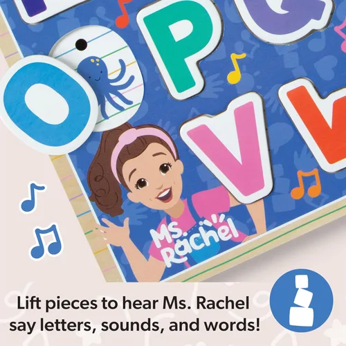 Miniatura 8 de Melissa & Doug® Ms. Rachel™ Rompecabezas de sonido del alfabeto fonético de madera con efectos de sonido activados por luz, juguetes para niños