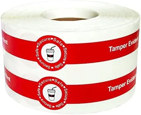 500 calcomanías seguras y seguras a prueba de manipulaciones para tapas de bebidas de 1 x 9 pulgadas, calcomanías de entrega de alimentos selladas