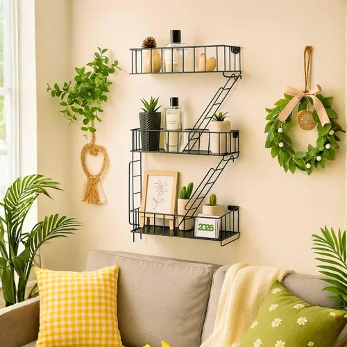 Miniatura 7 de Estante de Pared de Escape de Incendios - Estante Flotante Decorativo de Nueva York - Estante de Escalera de Arte de Pared - Estantes de Baratijas