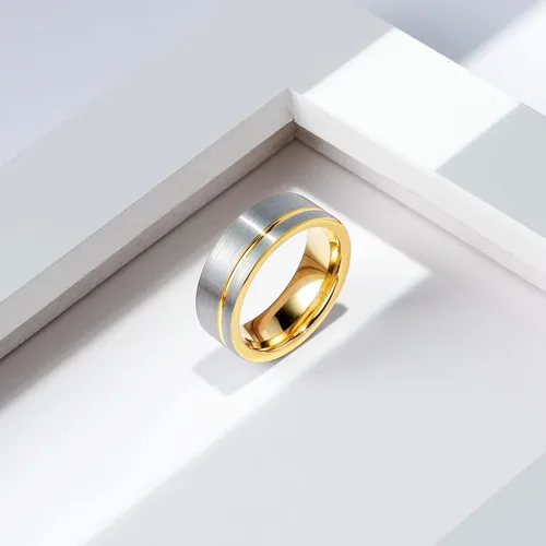 Miniatura 9 de King Will Anillo de boda de carburo de tungsteno para hombre con diseño de ranura, 6/7/0.315 in de ancho, acabado cepillado/pulido para hombre