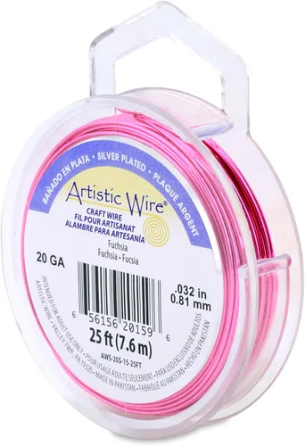 Miniatura 77 de Artistic Wire, alambre para manualidades de calibre 22 bañado en plata, resistente a las manchas, color cobre, blanco, 9,1 m