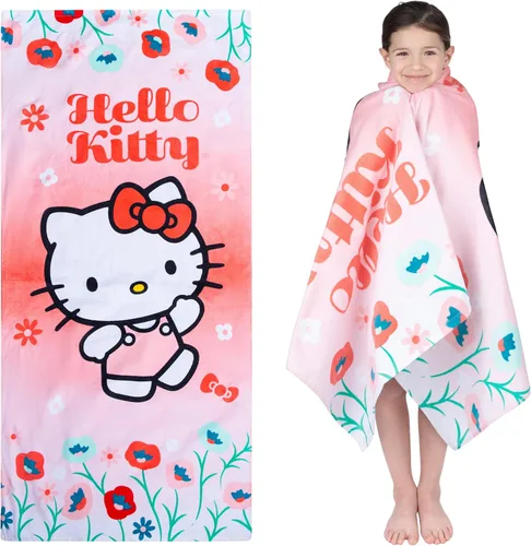 Franco Toalla de playa de algodón súper suave para niños, 58 x 28 pulgadas, Hello Kitty