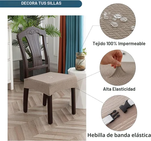 Miniatura 2 de Genina Fundas de asiento impermeables para sillas de comedor, fundas impermeables para sillas de comedor