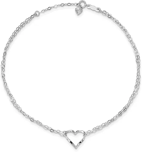 Miniatura 4 de Icecarats Joyas De Diseño 14K oro blanco doble Strand Corazón Tobillera En 9inch