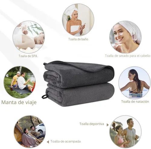 Miniatura 7 de Orighty Paquete de 2 toallas de baño (27 x 54 pulgadas), tacto suave, altamente absorbente, microfibra de secado rápido para cuerpo, deportes, yoga