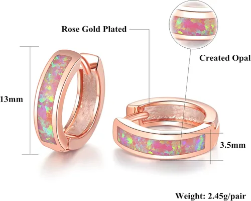 Miniatura 44 de CiNily Aretes Huggie de ópalo con bisagras, chapados en oro, hipoalergénicos, pequeños aretes de aro para mujeres, adolescentes, niñas, hombres