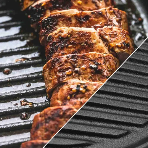 Miniatura 5 de Parrilla/Plancha Reversible de Hierro Fundido con Doble Mango para Estufa de 12 Pulgadas