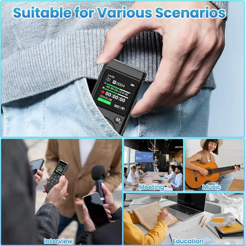 Miniatura 7 de Grabadora de voz digital de 136 GB con reproducción, dispositivo de grabación de audio de 9000 horas, grabadora activada por voz con reducción