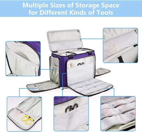Miniatura 5 de Bolsa para máquina de coser con ruedas universales, funda de transporte para máquina de coser con cremalleras YKK, compatible con la mayoría