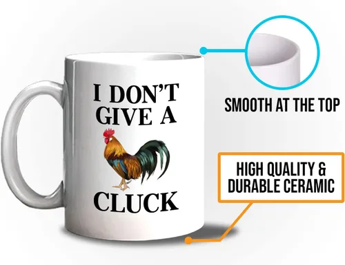 Miniatura 5 de Chicken Lover - Taza de café con texto en inglés "I Don't Give a Cluck" de 11 onzas, diseño de granjero sarcástico, propietario de una granja