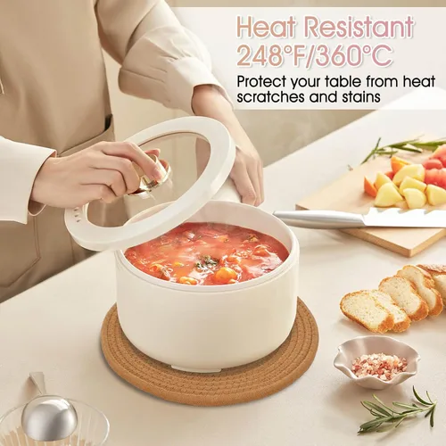 Miniatura 5 de Billbotk Salvamanteles para ollas y sartenes calientes, 6 remaches bohemios para platos calientes, soportes para ollas para cocina, almohadillas