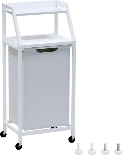 Miniatura 10 de Timberer Cesta de lavandería, clasificador de ropa de 3 secciones, cesta de lavandería rodante con ruedas, 2 estantes, 3 × 54.5 L, bolsas extraíbles