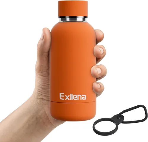 Miniatura 14 de Exllena Botella de agua pequeña de 12 onzas con clip, doble pared de acero inoxidable al vacío, pequeña botella de agua aislada que mantiene