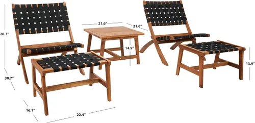 Miniatura 4 de SAFAVIEH Outdoor Collection Darryl - Juego de 5 piezas para patio tejido natural/negro Natura/Negro