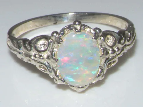 Miniatura 5 de Anillo de plata de ley 925 con ópalo auténtico para mujer, Metal Metal Piedra preciosa, Ópalo