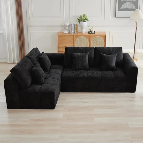 Miniatura 33 de Sofás modulares deshuesados de 140 pulgadas para sala de estar, sofá modular modular de nube comprimida, sofá moderno en forma de U de 9 plazas Gris