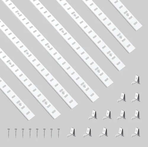 Miniatura 8 de Soporte de Estante Ajustable de 40 Pulgadas Paquete de 8 Plateado Tiras de Pilastra para Estante Riel de Estante Pista de Estante Estantes de Pared