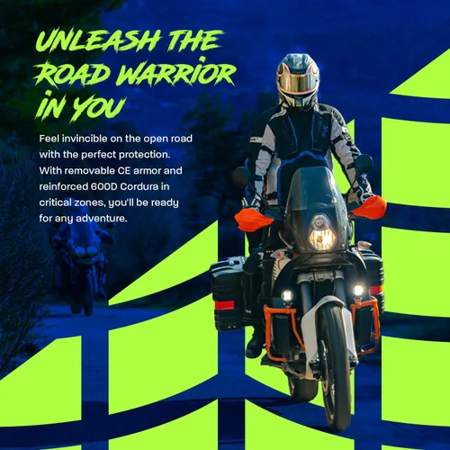 Miniatura 6 de HWK Chaqueta de motocicleta para hombres y mujeres Scorpion con tela Cordura para enduro, motocross, motocicleta, Azul, Pequeña
