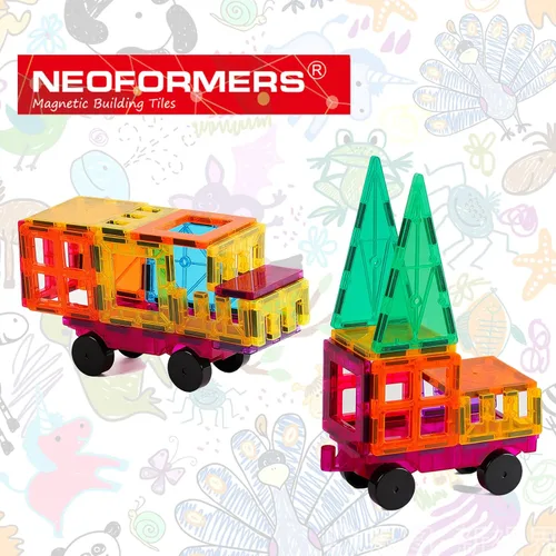 Miniatura 2 de Juego de azulejos magnéticos para automóvil, camión de juguete con imanes más fuertes, autos educativos con enganche reforzado y cama larga