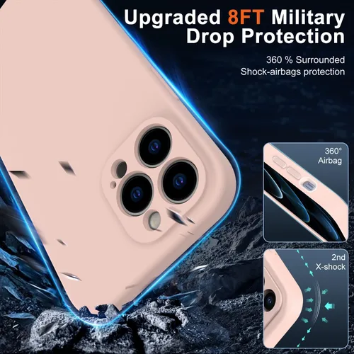 Miniatura 6 de DEENAKIN Funda magnética de silicona para iPhone 12 Pro con protector de pantalla, compatible con MagSafe, protección de cámara, funda protectora