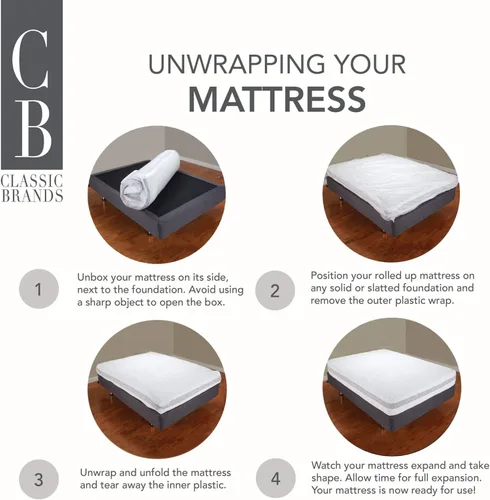 Miniatura 16 de Classic Brands Colchón de 8 pulgadas de espuma viscoelástica de gel fresco, certificado por CertiPUR-US, cama que viene en una caja, tamaño queen