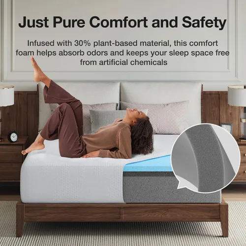 Miniatura 6 de Novilla Colchón individual para niños, colchón de cama individual de 5 pulgadas en una caja, colchones de espuma viscoelástica de gel para dormir