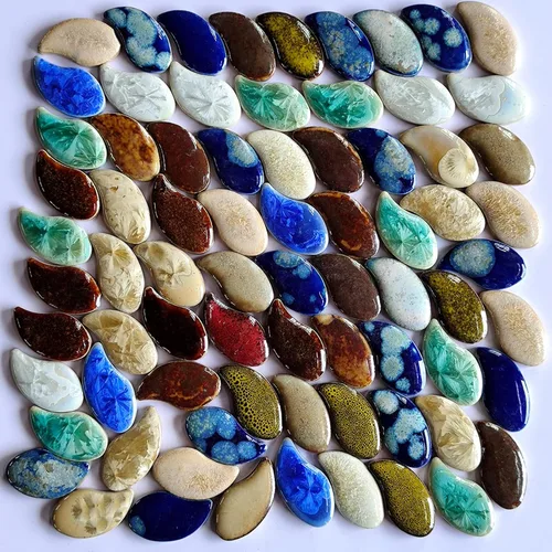 Miniatura 22 de Azulejos de mosaico de cerámica de 1 libra, color aleatorio, tamaño mixto, forma ovalada, piezas de cerámica de mosaico para manualidades