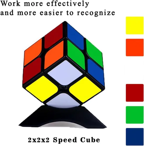 Miniatura 7 de Cubo de velocidad 2x2, rompecabezas clásicos de cubo 2x2 de juguete (negro)