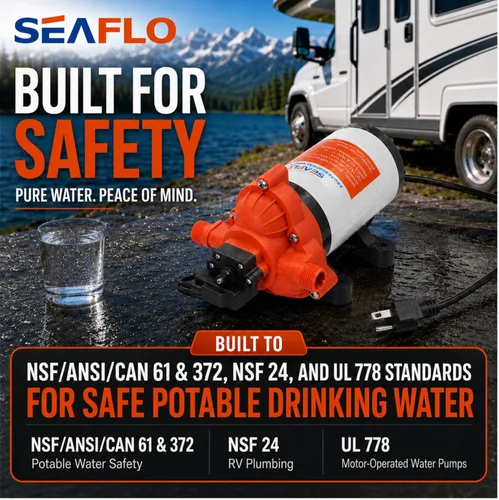 Miniatura 8 de SEAFLO Bomba de agua dulce serie 33 de 110 V/115 V CA, bomba de presión autocebante de 3.3 GPM 45 PSI con interruptor de presión inteligente, bomba