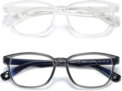 Gafas de Bloqueo de Luz Azul para Niños Paquete de 2, Anti Fatiga Ocular y Protección UV, Gafas de Computadora Gaming TV Teléfono para Niños y Niñas