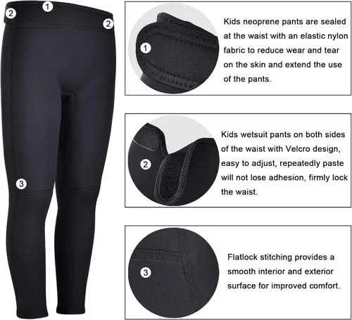 Miniatura 6 de Wetsuit Pants for Kids Boys Girls and Youth 3mm Neoprene Children Wet Suits Adjustable Bottoms Keep Warm in Cold Water to Swimming Workout Scuba
