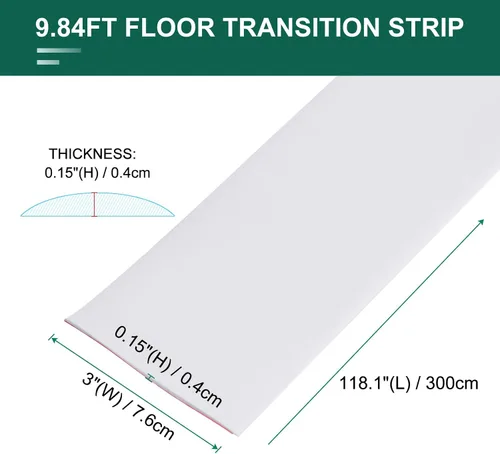 Miniatura 2 de uxcell Tira de transición de suelo autoadhesiva, tira de cubierta de puerta laminada de PVC de 3 pulgadas de ancho para puerta de menos de 3 Blanco