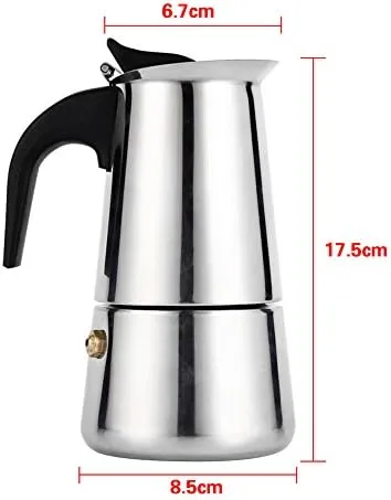 Miniatura 2 de 6.8 fl oz de acero inoxidable Mocha Coffee Pot Kettle Stove Top Espresso Make Pot, astilla