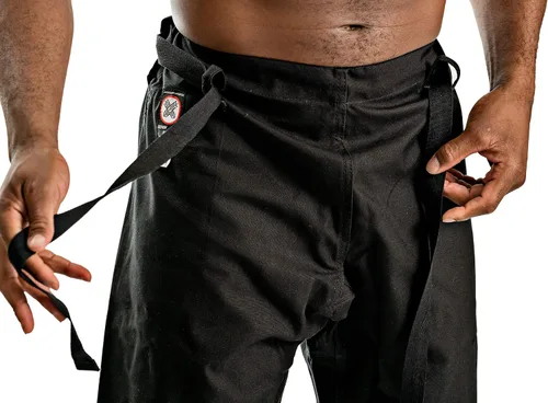 Miniatura 3 de Ronin - Pantalones de karate pesados, color negro, blanco o camuflaje, 100% algodón, 12 onzas, cintura tradicional con cordón