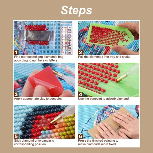 Miniatura 5 de Stalente Kits de pintura de diamantes para adultos, zorro, kits de arte de diamantes 5D para principiantes, pintura de diamante redonda