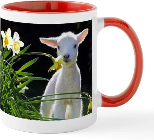 Miniatura 10 de CafePress EASTER LAMB AND FLOWERS - Taza de café de cerámica de 11 oz (11.0 fl oz)